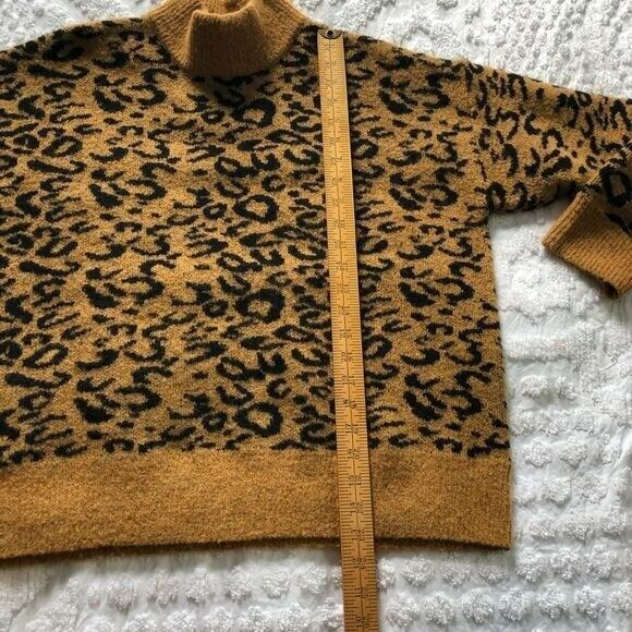 Leopard Print Sweater Mock Turtle Neck Lg Workshop Republic Clothing - Picture 5 of 6